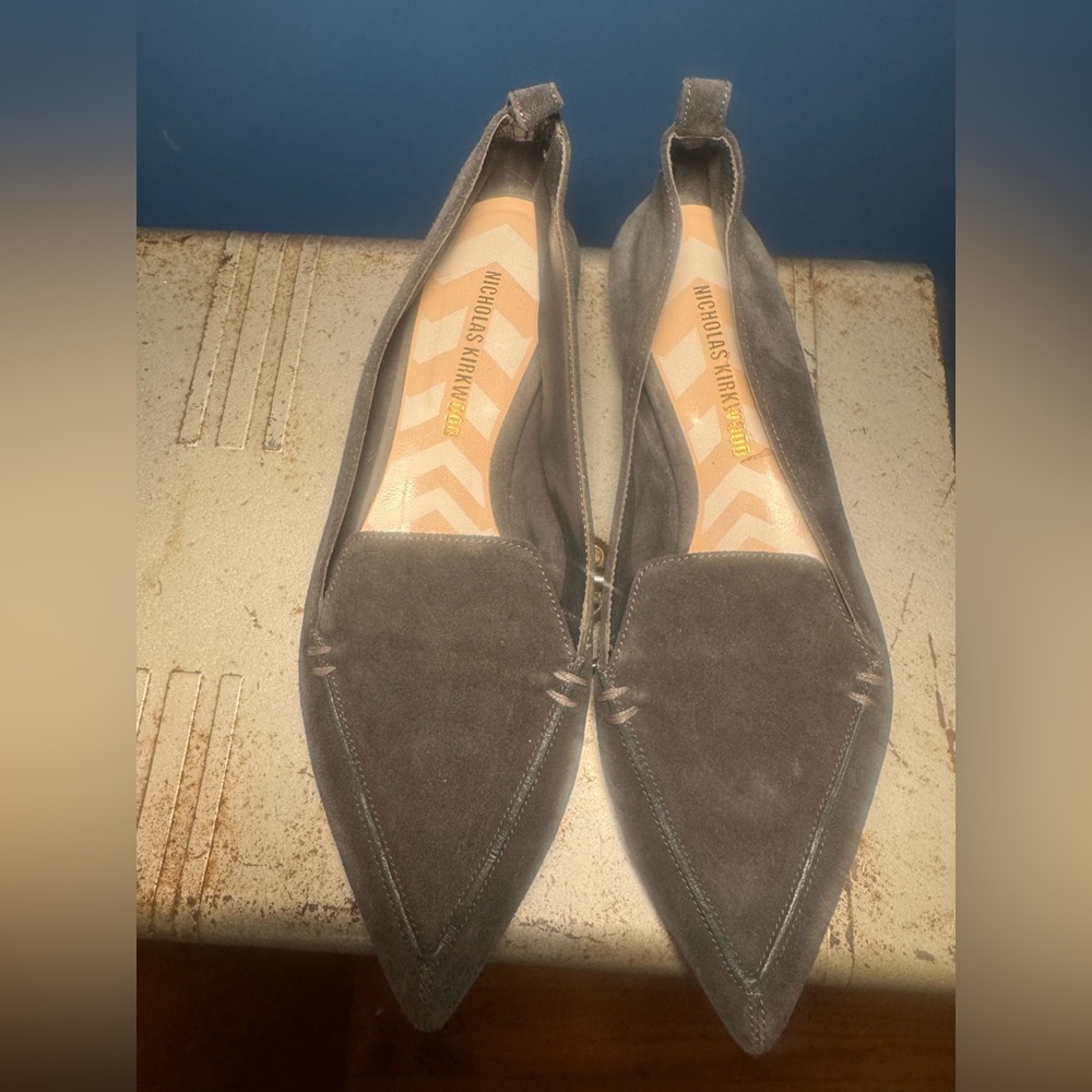 Nicholas Kirkwood Beya Charcoal Suede Flats